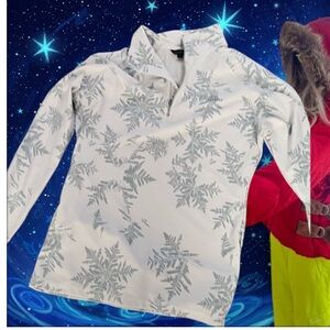 White and Blue Patterned Long Sleeve Top Aspen Snowflake Base Layer